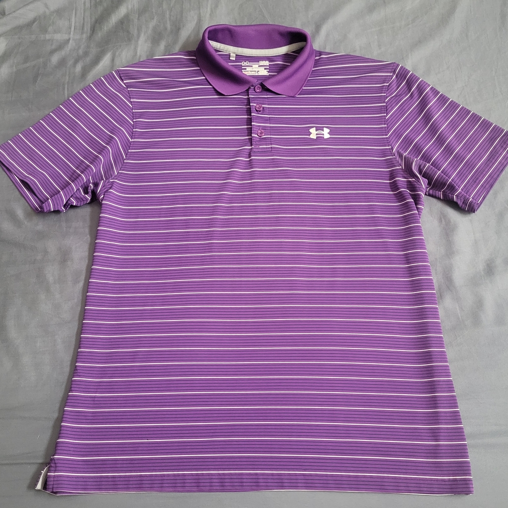 Under Armour Men's Purple Striped Polo Shirt